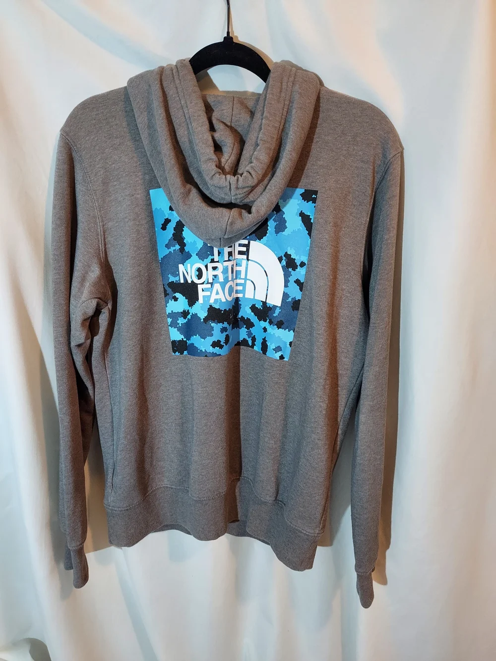 The North Face Men's Americana Pullover Hoodie Gray Blue Box Logo S